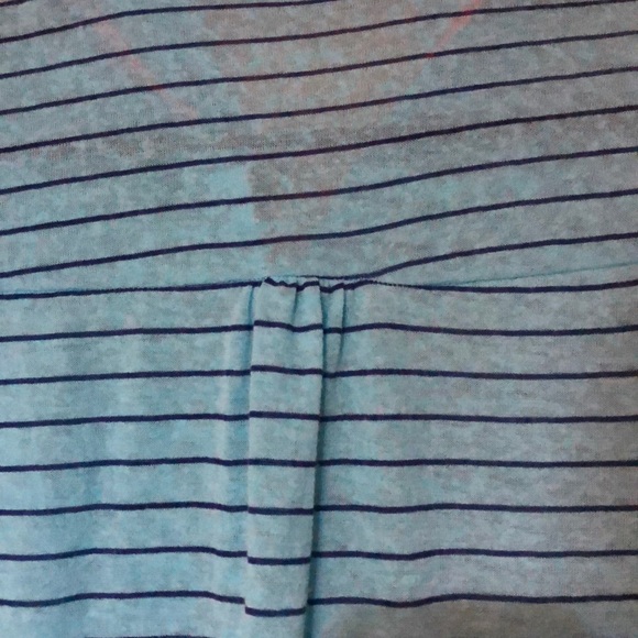 Light blue and navy striped button up shirt - Picture 7 of 8